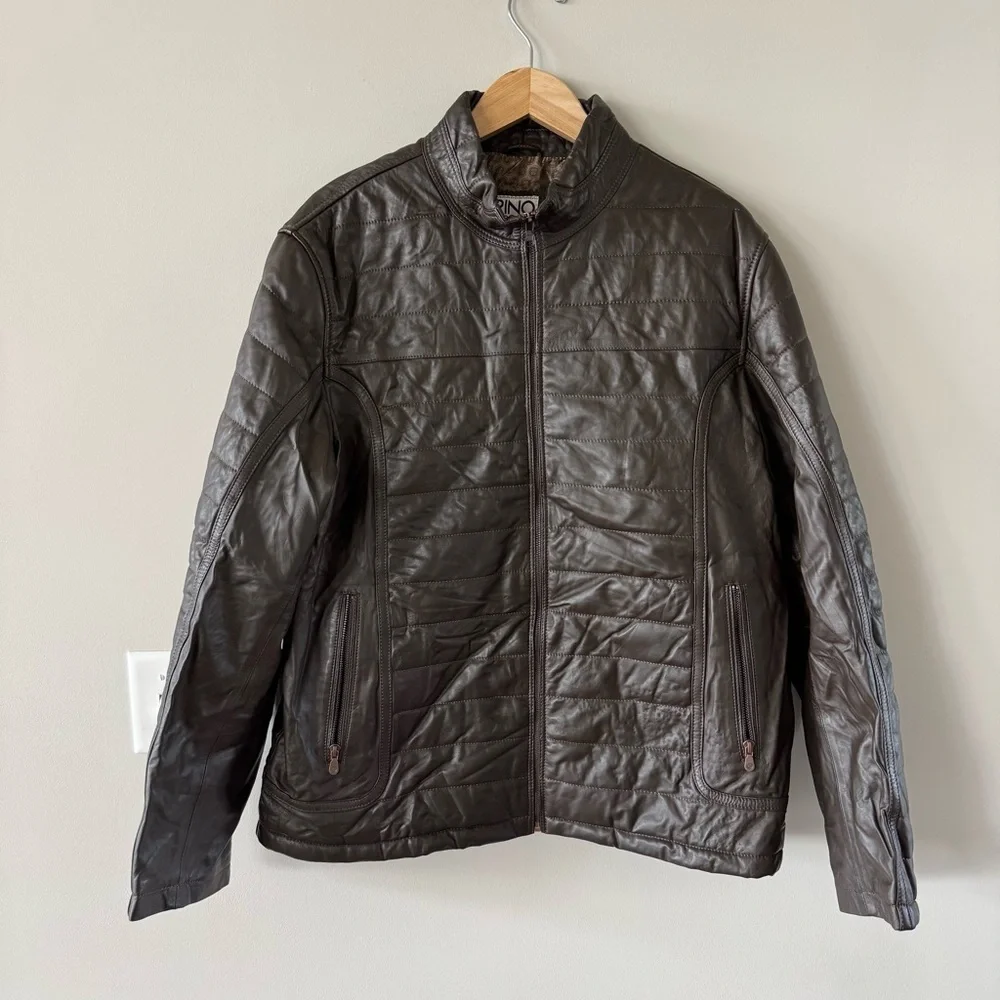 Pino by Pinoporte Dino Lambskin Leather Quilted Bomber Jacket - Dark Brown